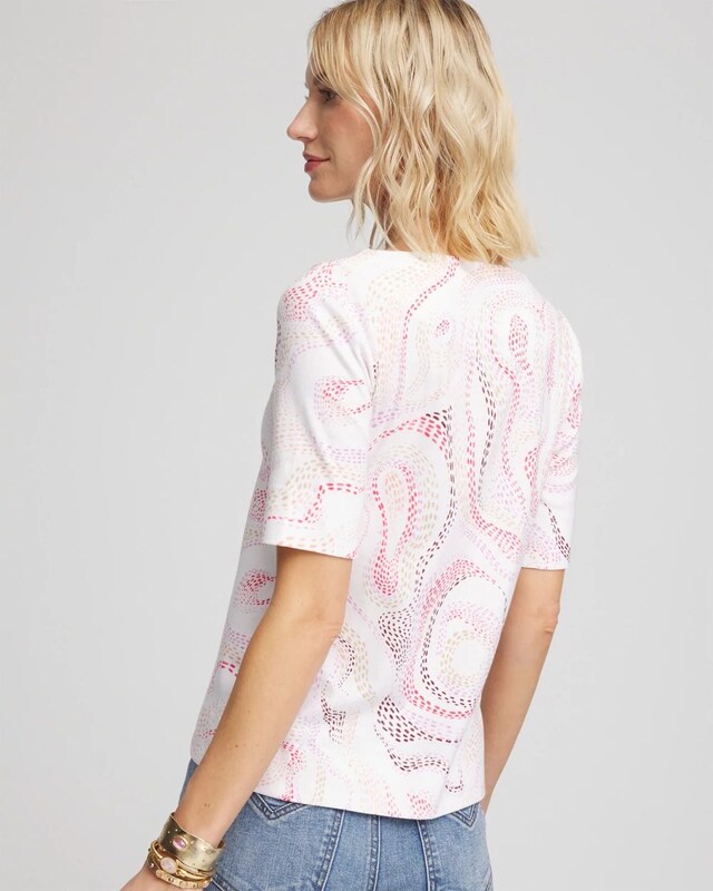 Printed Pima Cotton Bateau-Neck Tee - image 3